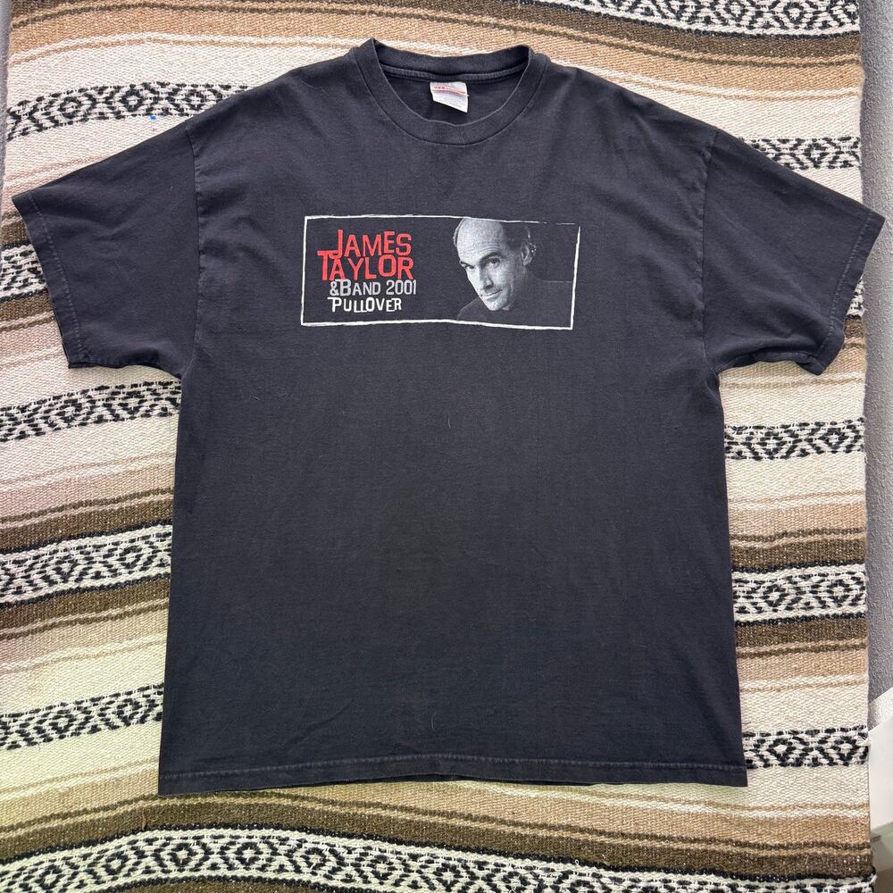 Vintage 2001 James Taylor & Band Pullover Tour Black Concert Tee Shirt Sz XL VTG